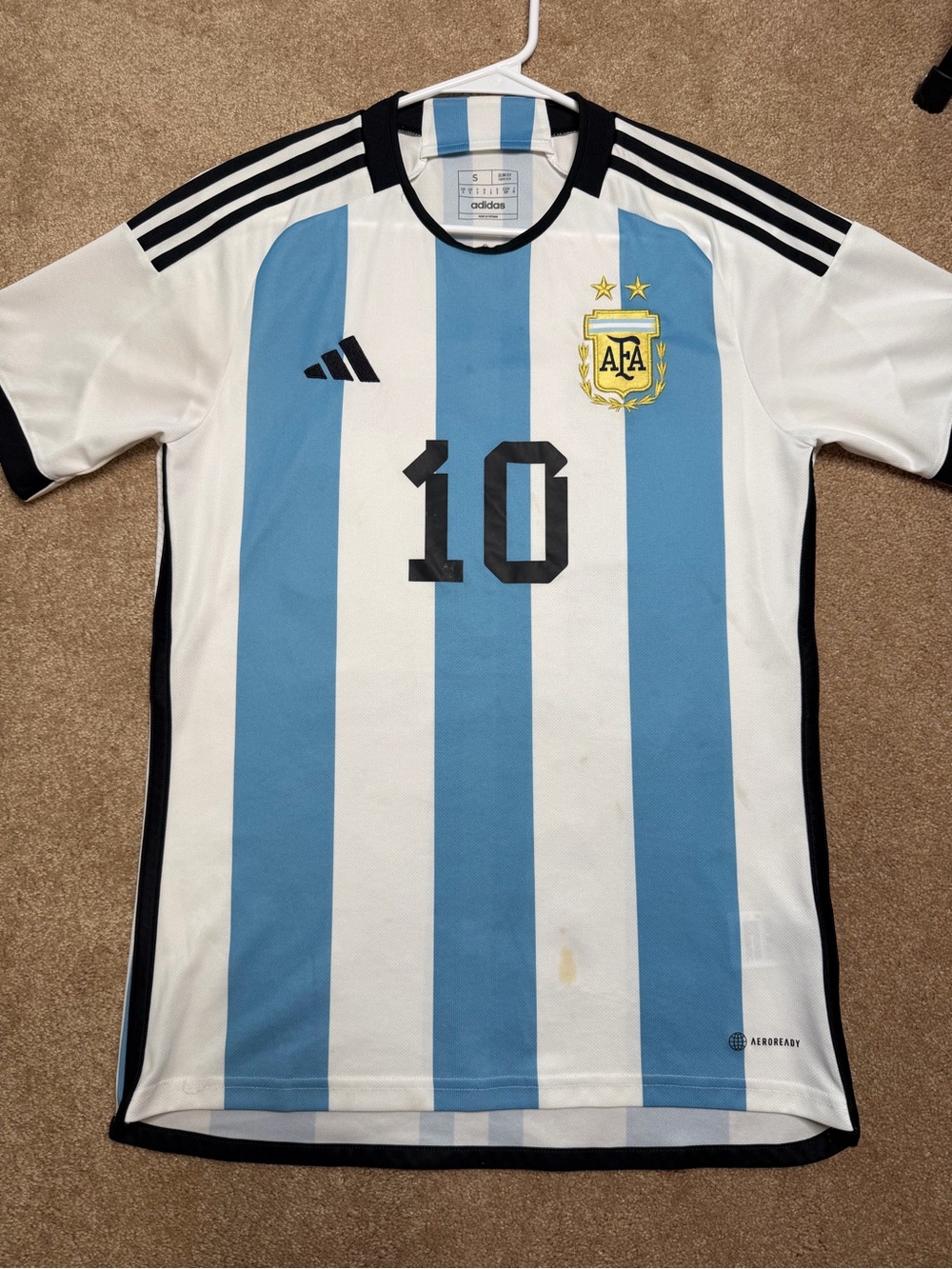 Adidas Argentina Blue & White Striped Men’s Soccer Jersey - #10